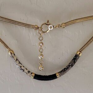 16 inch Choker Style Henri Bendel Faux Snakeskin and Leather Necklace